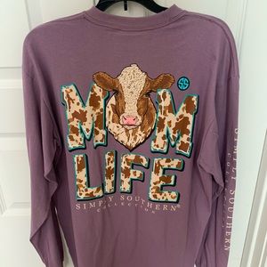Simply Southern Cow print Mom life long sleeve shirt